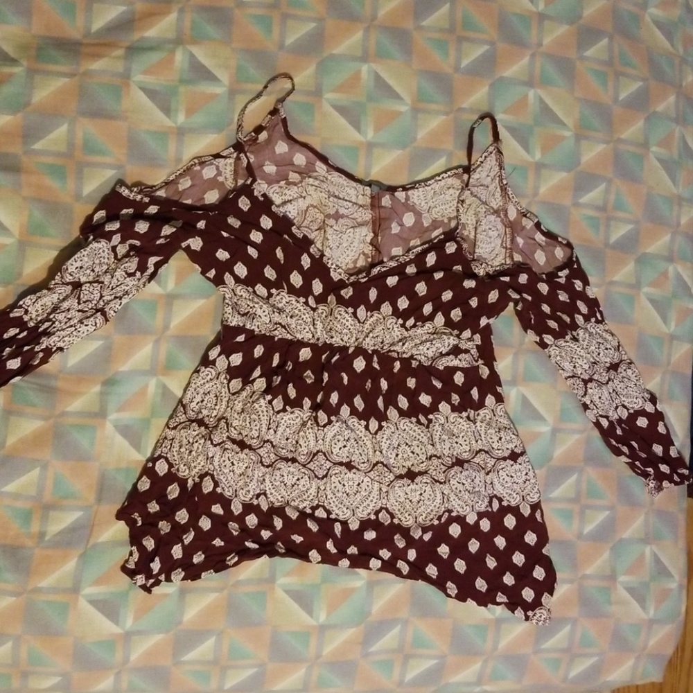 Paisley plum colored print blouse
